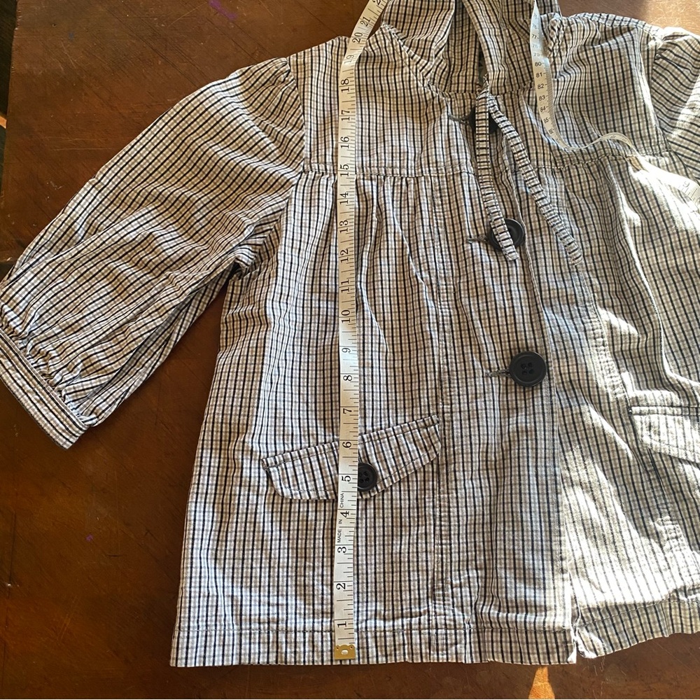 Roxy Black & White Plaid Button Front Hooded Light Spring Jacket - Picture 13 of 15